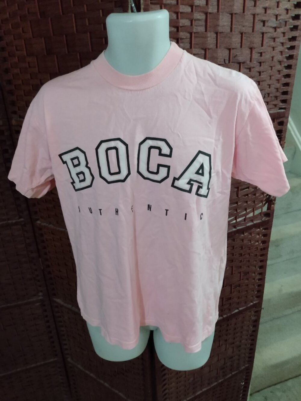 Vintage Women's Boca Authentic T shirt Size 2 Pink Small/Medium Single Stich 90s